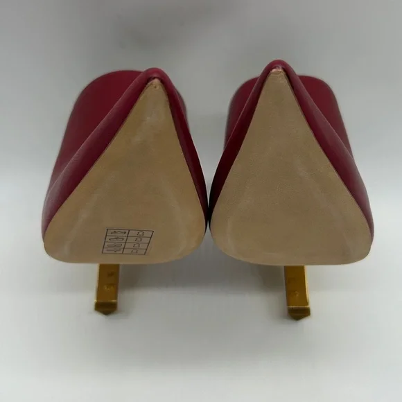 Michael Kors Halle Mule Pump Deep Red Leather Heels | Size 6M | New With Box - Picture 10 of 11